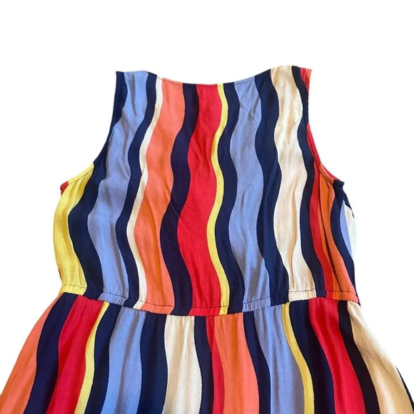 Plenty by Tracy Reese Rainbow Stripe Dress Surplice V-Neck Ruffle Size Small - Picture 7 of 11
